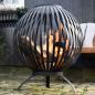 Preview: Esschert Design Feuerkorb Ball Gestreift Schwarz Kohlenstoffstahl FF400