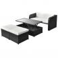 Preview: ARDEBO.de - 4-tlg. Garten-Lounge-Set mit Auflagen Poly Rattan Schwarz