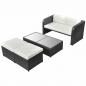 Preview: 4-tlg. Garten-Lounge-Set mit Auflagen Poly Rattan Schwarz