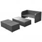 Preview: 4-tlg. Garten-Lounge-Set mit Auflagen Poly Rattan Schwarz