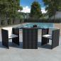 Preview: ARDEBO.de - 3-tlg. Bistro-Set mit Auflagen Poly Rattan Schwarz