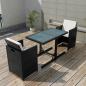 Preview: ARDEBO.de - 3-tlg. Bistro-Set mit Kissen Poly Rattan Schwarz