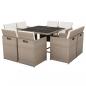 Preview: ARDEBO.de - 9-tlg. Garten-Essgruppe mit Auflagen Poly Rattan Beige