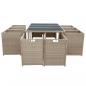 Preview: 11-tlg. Garten-Essgruppe mit Auflagen Poly Rattan Beige