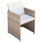 Preview: 11-tlg. Garten-Essgruppe mit Auflagen Poly Rattan Beige