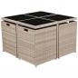 Preview: 9-tlg. Garten-Essgruppe mit Auflagen Poly Rattan Beige