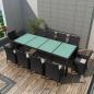 Preview: ARDEBO.de - 11-tlg. Garten-Essgruppe mit Auflagen Poly Rattan Schwarz