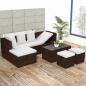 Preview: ARDEBO.de - 4-tlg. Garten-Lounge-Set mit Auflagen Poly Rattan Braun