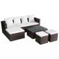 Preview: 4-tlg. Garten-Lounge-Set mit Auflagen Poly Rattan Braun