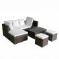 Preview: 4-tlg. Garten-Lounge-Set mit Auflagen Poly Rattan Braun