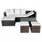 Preview: 4-tlg. Garten-Lounge-Set mit Auflagen Poly Rattan Braun