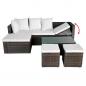 Preview: 4-tlg. Garten-Lounge-Set mit Auflagen Poly Rattan Braun