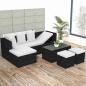 Preview: ARDEBO.de - 4-tlg. Garten-Lounge-Set mit Auflagen Poly Rattan Schwarz