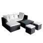 Preview: 4-tlg. Garten-Lounge-Set mit Auflagen Poly Rattan Schwarz