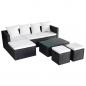 Preview: 4-tlg. Garten-Lounge-Set mit Auflagen Poly Rattan Schwarz