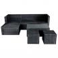 Preview: 4-tlg. Garten-Lounge-Set mit Auflagen Poly Rattan Schwarz