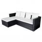 Preview: 4-tlg. Garten-Lounge-Set mit Auflagen Poly Rattan Schwarz