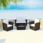 Preview: ARDEBO.de - 4-tlg. Garten-Lounge-Set mit Kissen Poly Rattan Braun