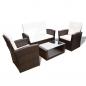 Preview: 4-tlg. Garten-Lounge-Set mit Kissen Poly Rattan Braun