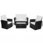 Preview: 4-tlg. Garten-Lounge-Set mit Kissen Poly Rattan Schwarz