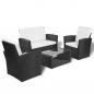 Preview: 4-tlg. Garten-Lounge-Set mit Kissen Poly Rattan Schwarz