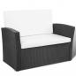 Preview: 4-tlg. Garten-Lounge-Set mit Kissen Poly Rattan Schwarz