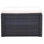 Preview: Hocker mit Kissen Poly Rattan 53×53×30 cm Braun