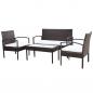 Preview: 4-tlg. Garten-Lounge-Set mit Auflagen Poly Rattan Braun