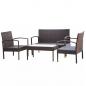 Preview: 4-tlg. Garten-Lounge-Set mit Auflagen Poly Rattan Braun