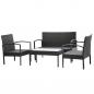 Preview: 4-tlg. Garten-Lounge-Set mit Auflagen Poly Rattan Schwarz