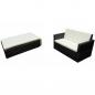 Preview: 2-tlg. Garten-Lounge-Set mit Auflagen Poly Rattan Schwarz