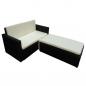 Preview: 2-tlg. Garten-Lounge-Set mit Auflagen Poly Rattan Schwarz