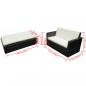 Preview: 2-tlg. Garten-Lounge-Set mit Auflagen Poly Rattan Schwarz