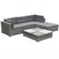 Preview: 5-tlg. Garten-Lounge-Set mit Auflagen Poly Rattan Grau