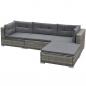 Preview: 5-tlg. Garten-Lounge-Set mit Auflagen Poly Rattan Grau