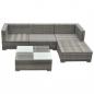 Preview: 5-tlg. Garten-Lounge-Set mit Auflagen Poly Rattan Grau