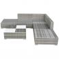 Preview: 6-tlg. Garten-Lounge-Set mit Auflagen Poly Rattan Grau