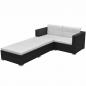 Preview: ARDEBO.de - 3-tlg. Garten-Lounge-Set mit Auflagen Poly Rattan Schwarz