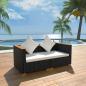 Preview: ARDEBO.de - Gartensofa Poly Rattan Schwarz