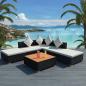 Preview: ARDEBO.de - 6-tlg. Garten-Lounge-Set mit Auflagen Poly Rattan Schwarz