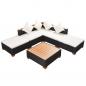 Preview: 6-tlg. Garten-Lounge-Set mit Auflagen Poly Rattan Schwarz