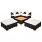 Preview: 6-tlg. Garten-Lounge-Set mit Auflagen Poly Rattan Schwarz