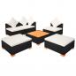 Preview: 6-tlg. Garten-Lounge-Set mit Auflagen Poly Rattan Schwarz