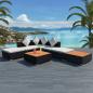 Preview: ARDEBO.de - 7-tlg. Garten-Lounge-Set mit Auflagen Poly Rattan Schwarz