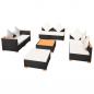 Preview: 8-tlg. Garten-Lounge-Set mit Auflagen Poly Rattan Schwarz