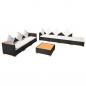 Preview: 8-tlg. Garten-Lounge-Set mit Auflagen Poly Rattan Schwarz