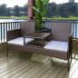 Preview: ARDEBO.de - Gartensofa 2-Sitzer mit Teetisch Poly Rattan Braun