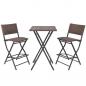 Preview: 3-tlg. Bistro-Set Klappbar Stahl Poly Rattan Braun