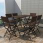 Preview: ARDEBO.de - 7-tlg. Garten-Essgruppe Klappbar Stahl Poly Rattan Braun