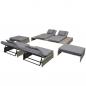 Preview: ARDEBO.de - 5-tlg. Garten-Lounge-Set mit Auflagen Poly Rattan Grau